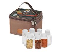 Outdoor Seasoning Storage Bag - 6.3x6.3x4.13 Inches Seasoning Jars for Camping | Condiment Container Set | Portable Large Capacity Holder with 600d Encrypted Oxford Cloth Storage Bag for Outdoor