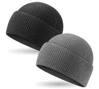 Outdoor Shaping Paquete de 2 gorros tácticos de forro polar con diseño de cuadrícula para varias estaciones, equipo militar para todo tipo de clima, talla única, negro/gris