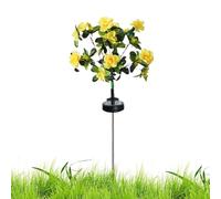 Outdoor Solar Flowers Lamp, Memorial Floral Lawn Decoration, 28.5x28.7 inches56 Color-Changing LEDs, Realistic Artificial Cemetery Flowers for Grave, Waterproof Garden Light for Porch Patio Yard