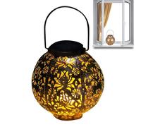Outdoor Solar Lanterns - Retro Metal, Waterproof Hollow Out, Decorative Yards Lights | Perfect Ideal Suitable for Yard Pathway Driveway Patio Balcony Lawn Outdoors Indoor , 5.91x5.91x6.3 Inches