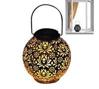 Outdoor Solar Lanterns - Retro Metal, Waterproof Hollow Out, Decorative Yards Lights | Perfect Ideal Suitable for Yard Pathway Driveway Patio Balcony Lawn Outdoors Indoor , 5.91x5.91x6.3 Inches