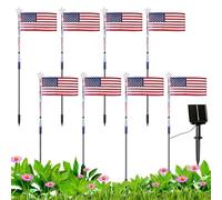 Outdoor Solar Path Lights, LED Star Flag Kit, 8 Pack Waterproof Decorative Lawn Lamps with Easy Install Design, 5.7x3.93 inches Garden Lighting Set, Patriotic Style Lights for Patio Use