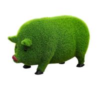 Outdoor Statues - Resin Cute Sculpture | Green Flocked Farm Animal Decorative Garden Statue 23.5x11x13.5cm for Patio Porch Lawn Pathway Landscape Apartment Living Room Balcony Entryway Farmhouse