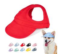 Outdoor Sun Protection Hood for Dogs, Dog Hat Canvas Dog Sun Hat Dog Baseball Cap, Dog Travel Sport Hat, Adjustable Pet Sunbonnet with Ear Holes (A,M)