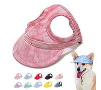 Outdoor Sun Protection Hood for Dogs, Dog Hat Canvas Dog Sun Hat Dog Baseball Cap, Dog Travel Sport Hat, Adjustable Pet Sunbonnet with Ear Holes (C,M)