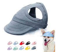 Outdoor Sun Protection Hood for Dogs, Dog Hat Canvas Dog Sun Hat Dog Baseball Cap, Dog Travel Sport Hat, Adjustable Pet Sunbonnet with Ear Holes (H,M)