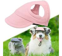 Outdoor Sun Protection Hood for Dogs, Dog Sun Hat, Dog Baseball Cap, Sun Hat for Dogs, Dog Hat with Ear Holes, Pet Visor Hat with Adjustable Neck Strap (Pink,S)