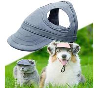 Outdoor Sun Protection Hood for Dogs, Dog Sun Hat, Dog Baseball Cap, Sun Hat for Dogs, Dog Hat with Ear Holes, Pet Visor Hat with Adjustable Neck Strap (Gray,L)