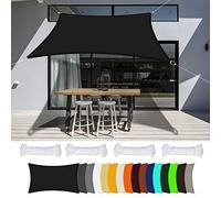 Outdoor Sun Shade Sail Canopy 3x7m - 98% UV Block Waterproof Shade for Patio Garden Backyard - Durable Black Fabric for Ultimate Protection and Comfort