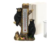 Outdoor Temperature Gauge - Double Scale Indicators, Bears On Tree Monitor, Vertical Weather Tracker, Garden Decoration Hardware, Backyard Patio Category, Large Bronze Animal Theme Wall Accessory