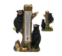 Outdoor Temperature Gauge, Double Scale Resin Meter, 4.72x2.56x8.27 Inches Black Bear Statue with ℃ ℉ Display, Indoor Outdoor Monitor with Durable Build, Patio Garden Accessory for Backyard Porch Lawn