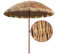 Outdoor Thatched Tiki Umbrellas Parasol, Folding Garden Sunshade Umbrella, for Terrace Camping Beach, Round Φ180cm, Hawaiian Style, Natural Color