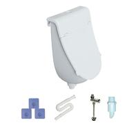 Outdoor Urinal for Men - Compact Wall Mounted Basin, Spill Proof Lid System, Integrated Drain Hose, Easy Install Plumbing Kit, RV Garage Accessory, Small Grey Shell Backyard Camping Restroom