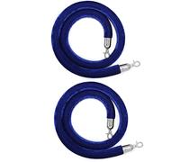 Outdoor Velvet Barrier Rope with Chrome Plated Hooks,4.9ft Long Crowd Control Rope 2Pc, Movie Theaters/Grand Openings/Hotels Use(Blue)