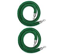 Outdoor Velvet Barrier Rope with Chrome Plated Hooks,4.9ft Long Crowd Control Rope 2Pc, Movie Theaters/Grand Openings/Hotels Use(Green)