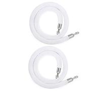 Outdoor Velvet Barrier Rope with Chrome Plated Hooks,4.9ft Long Crowd Control Rope 2Pc, Movie Theaters/Grand Openings/Hotels Use(White)