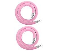 Outdoor Velvet Barrier Rope with Chrome Plated Hooks,4.9ft Long Crowd Control Rope 2Pc, Movie Theaters/Grand Openings/Hotels Use(Pink)