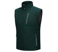 Outdoor Ventures Chaleco Softshell para hombre, chaleco de ciclismo al aire libre, impermeable, a prueba de viento, chaqueta sin mangas, cremallera completa, chaleco transpirable para correr, verde