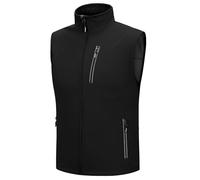 Outdoor Ventures Chaleco Softshell para hombre, chaleco de ciclismo al aire libre, impermeable, a prueba de viento, chaqueta sin mangas, cremallera completa, chaleco transpirable para correr, Negro ,