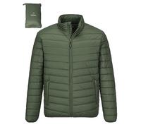 Outdoor Ventures Chaqueta acolchada para hombre, ligera, cálida, chaqueta de entretiempo, chaqueta acolchada, resistente al agua, chaqueta para exteriores e informal, Verde militar., S
