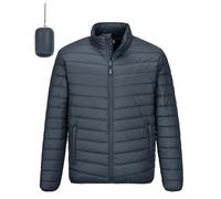 Outdoor Ventures Chaqueta acolchada para hombre, ligera, cálida, chaqueta de entretiempo, chaqueta acolchada, resistente al agua, chaqueta para exteriores e informal, gris oscuro, M