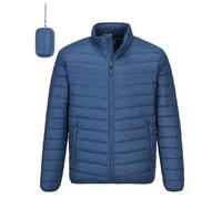 Outdoor Ventures Chaqueta acolchada para hombre, ligera, cálida, chaqueta de entretiempo, chaqueta acolchada, resistente al agua, chaqueta para exteriores e informal, azul marino, L