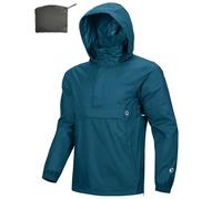Outdoor Ventures Chubasquero para hombre suéter impermeable con capucha chaqueta reflectante plegable chaqueta ligera para bicicleta cortavientos transpirable chaqueta softshell para senderismo correr