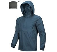Outdoor Ventures Chubasquero para hombre suéter impermeable con capucha chaqueta reflectante plegable chaqueta ligera para bicicleta cortavientos transpirable chaqueta softshell para senderismo correr