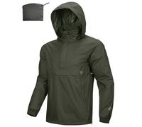 Outdoor Ventures Chubasquero para hombre suéter impermeable con capucha chaqueta reflectante plegable chaqueta ligera para bicicleta cortavientos transpirable chaqueta softshell para senderismo correr