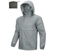 Outdoor Ventures Chubasquero para hombre suéter impermeable con capucha chaqueta reflectante plegable chaqueta ligera para bicicleta cortavientos transpirable chaqueta softshell para senderismo correr