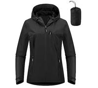 Outdoor Ventures Chubasquero para mujer, 10.000 mm, impermeable, ligero, forrada y plegable, chaqueta de deporte, transpirable, chaqueta con capucha