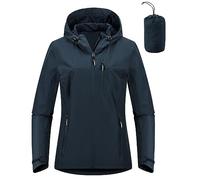 Outdoor Ventures Chubasquero para mujer, 10.000 mm, impermeable, ligero, forrada y plegable, chaqueta de deporte, transpirable, chaqueta con capucha