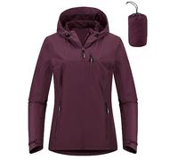 Outdoor Ventures Chubasquero para mujer, 10.000 mm, impermeable, ligero, forrada y plegable, chaqueta de deporte, transpirable, chaqueta con capucha