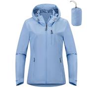 Outdoor Ventures Chubasquero para mujer, 10.000 mm, impermeable, ligero, forrada y plegable, chaqueta de deporte, transpirable, chaqueta con capucha