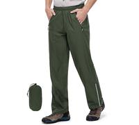Outdoor Ventures Pantalones de lluvia para hombre, impermeables, impermeables, resistentes al viento, plegables, para lluvia al aire libre, Verde oscuro, 32W x 30L