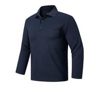 Outdoor Ventures Polo de manga larga para hombre, protección solar UPF50+, protección UV, polo para golf, deportes, camisetas para hombre, ligeras, transpirables, informales, para tenis, azul oscuro