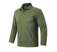 Outdoor Ventures Polo de manga larga para hombre, protección solar UPF50+, protección UV, polo para golf, deportes, camisetas para hombre, ligeras, transpirables, informales, para tenis, Verde cian, L