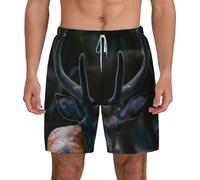 Outdoor Wildlife Deer Antler Print - Pantalones cortos de playa para hombre, trajes de baño divertidos, pantalones cortos de natación, para la playa o actividades acuáticas., blanco, XXL