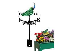 Outdoor Wind Vane - Directional Weather Indicator, 12.4x12.4x22.5 Inch Heavy Duty Metal Wind Sculpture for Farmhouse Housetop, Roof Mount Ornament for Villa Park, Decorative Patio Landscaping Accent