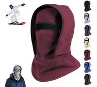 Outdoor Winter Warm Hat Neckband Integrated Cycling Mask,Sports Ski Head Face Cover,Windproof Winter Balaclava Ski Mask (Red)