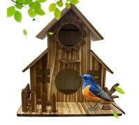 Outdoor Wooden Birdhouse, Weather Resistant Nesting Shelter, Hanging Garden Bird Box Use, Bird Habitat For Finches, Decorative Aviary Home, Multi-Compartment Birdhouse For Birds 8.46x8.07x4.92 Inches