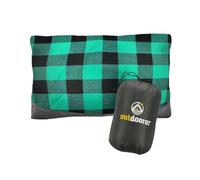 Outdoorer Almohada y cojín de camping en verde - Almohada de viaje ligera con tamaño de paquete mini