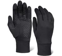 OutdoorEssentials Guantes Táctiles Para Mujer y Hombre - Finos Térmicos de Invierno Con Agarre de Silicona - Para Correr y Usar el Móvil - Negros