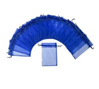 Outdoorfly - 50 bolsas de organza con cordón de 5 x 7 pulgadas, color azul, transparente, bolsas de regalo para joyas, baby shower, fiesta, boda, bolsas de chocolate y dulces (50 unidades, azul)