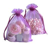 Outdoorfly Bolsas de organza con cordón, 12,7 x 17,8 cm, transparentes para regalos, fiestas de bebé, bodas, bolsas de regalo de chocolate y caramelos, Púrpura