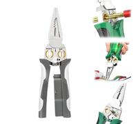 Outdoorfun 8 in 1 Wire Stripper Twister for Cutting and Pulling Wires Cable Scissors, Voltage Tester, Multi-Function 8 In 1 Electric Wire Stripping Tool with Audible and Led Alarms (Gray)