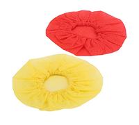 outdoorm 120 Piezas Tapa de micrófono Desechable No Tejido Polvo Saliva Prueba Cubierta Protectora Reemplazo (Roja Amarilla)