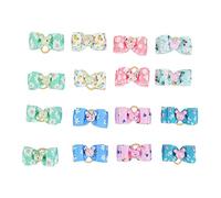 outdoorm 16pcs Bows Floral Patrón de Cabello para Perros Multicolor 2 Capas Butterfly Pet Hair Bownot con Goma de Goma para Perros Cachorro