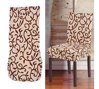 outdoorm 4 Piezas Fundas para Asientos de Comedor Cortas Elásticas Extraíbles y Lavables Fundas para Sillas con Estampado de Licra y Seda Suave para Bodas, Fiestas, Hotel,