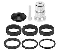 outdoorm 6 piezas de espaciadores de dirección de aleación de aluminio para manillar de bicicleta de montaña (Negra)